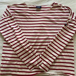 J. Crew x Saint James Red and White Breton Striped Shirt XS